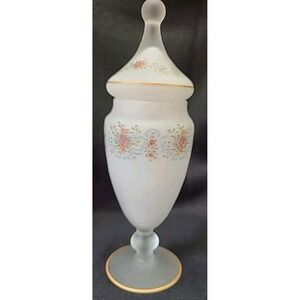 Vintage Norleans  Satin Glass Lidded Footed Candy Dish Apothecary‎ 10"